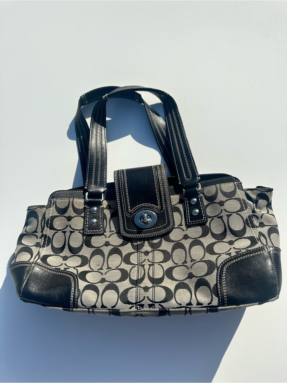Coach Black and Gray Signature Tote Bag